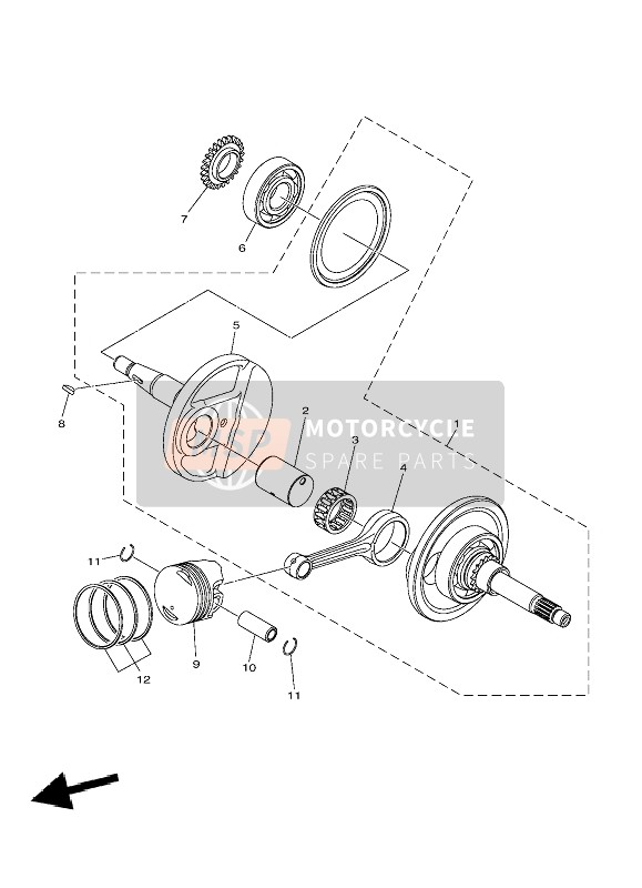 2BME16330000, Axe,  Piston, Yamaha, 1